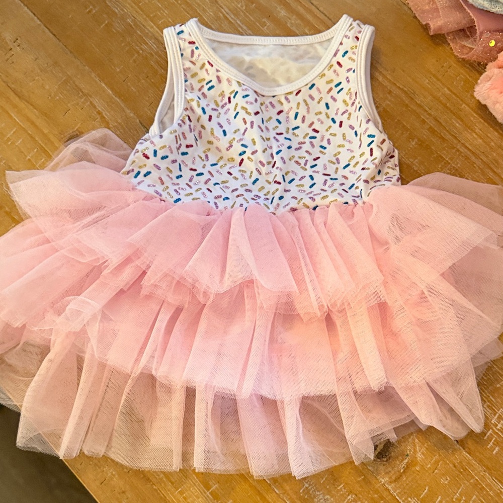 Pink Tulle Dress with Colorful Sprinkles